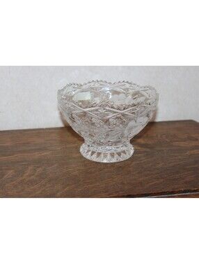 Vintage Crystal Clear Industries Lead Crystal Footed Bowl Yugoslavia Floral